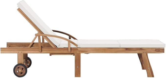 Tumbonas con cojín 2 uds Madera Maciza de Teca Crema Tumbonas Jardin Exterior