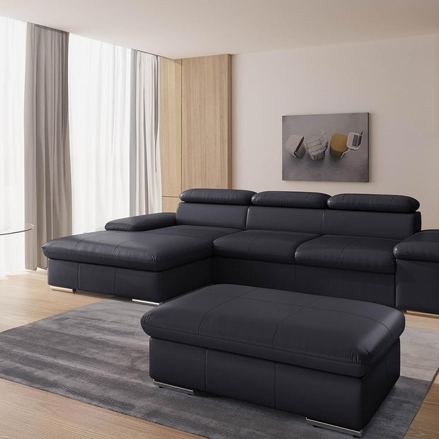 Sofá esquinero con función de Cama, cabecero Ajustable + Silla Larga Grande, 286 x 73 x 174 cm