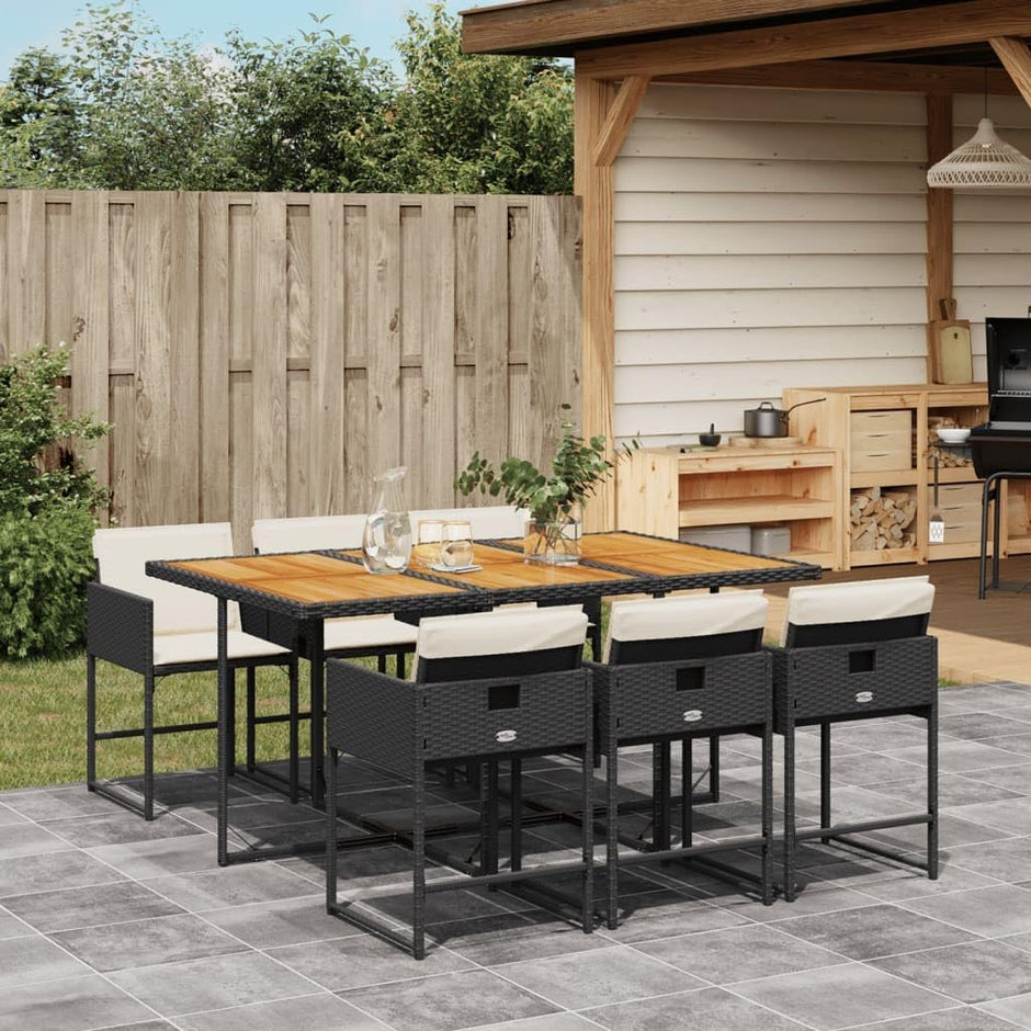 Mesa Jardin Exterior con 6 Sillas, Mesa y Sillas De Comedor De Ratán, Gris 7 pzas Type-98