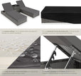 Set 2 Tumbonas de Ratán y Aluminio + Mesa Jardín, Tumbonas Piscina Respaldo Regulable